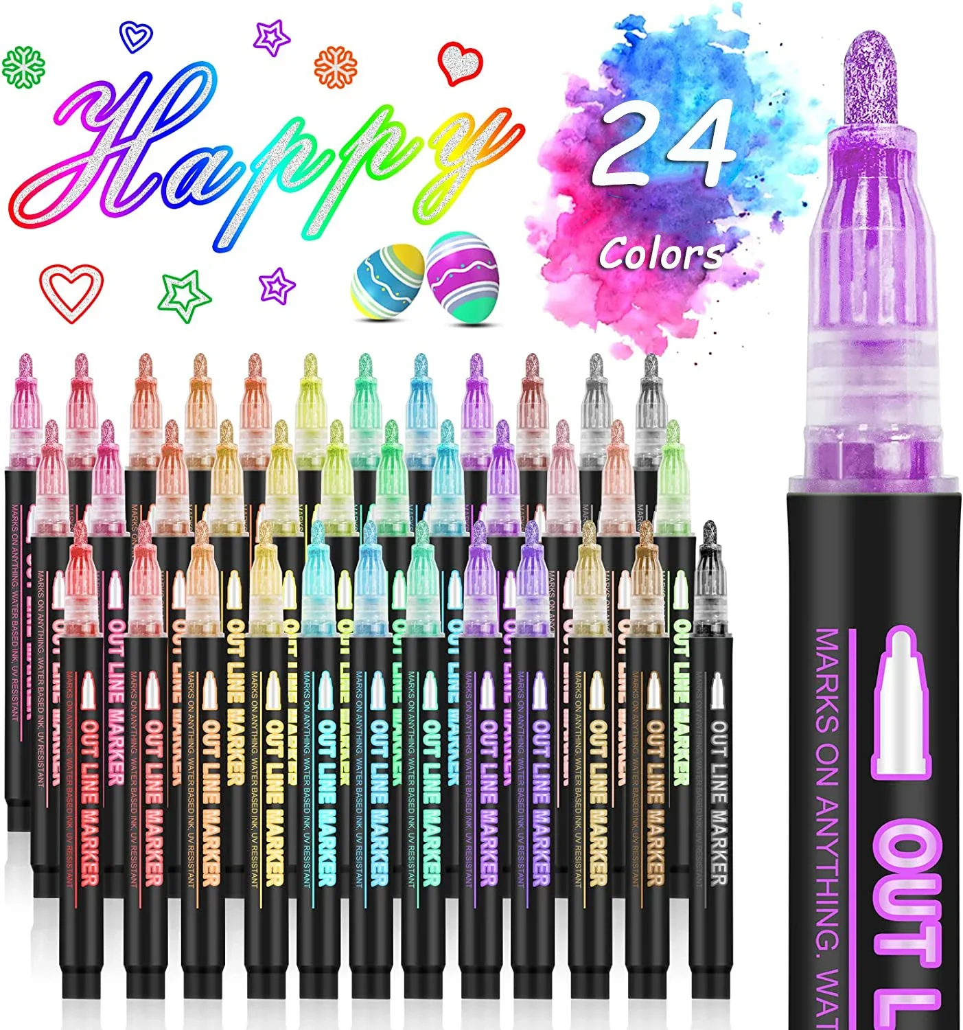 Highlighter Set Pastel - 36 สี Double Line Outline Art