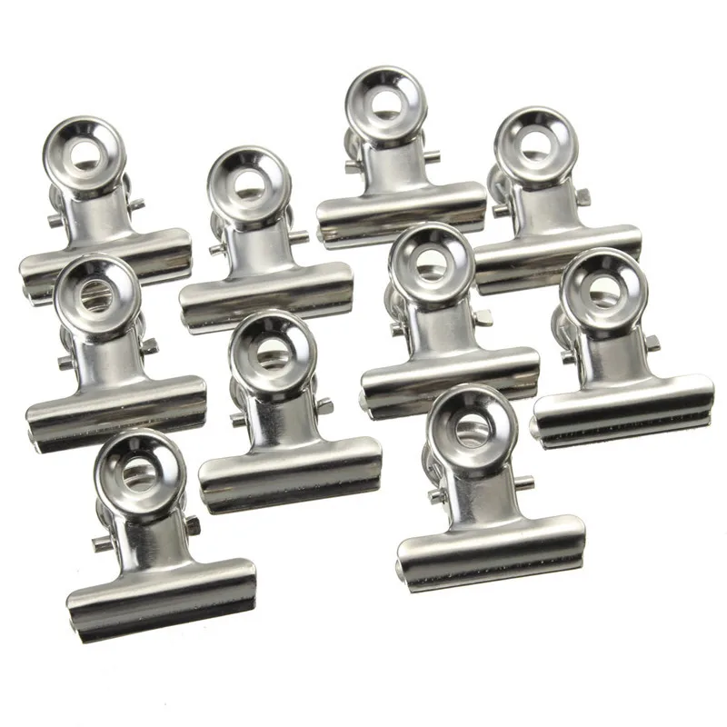 Binder Clip Assorted - ราคาไม่แพง 10 ชิ้น Silver Tone โลหะกระดาษสํานักงานเอกสาร