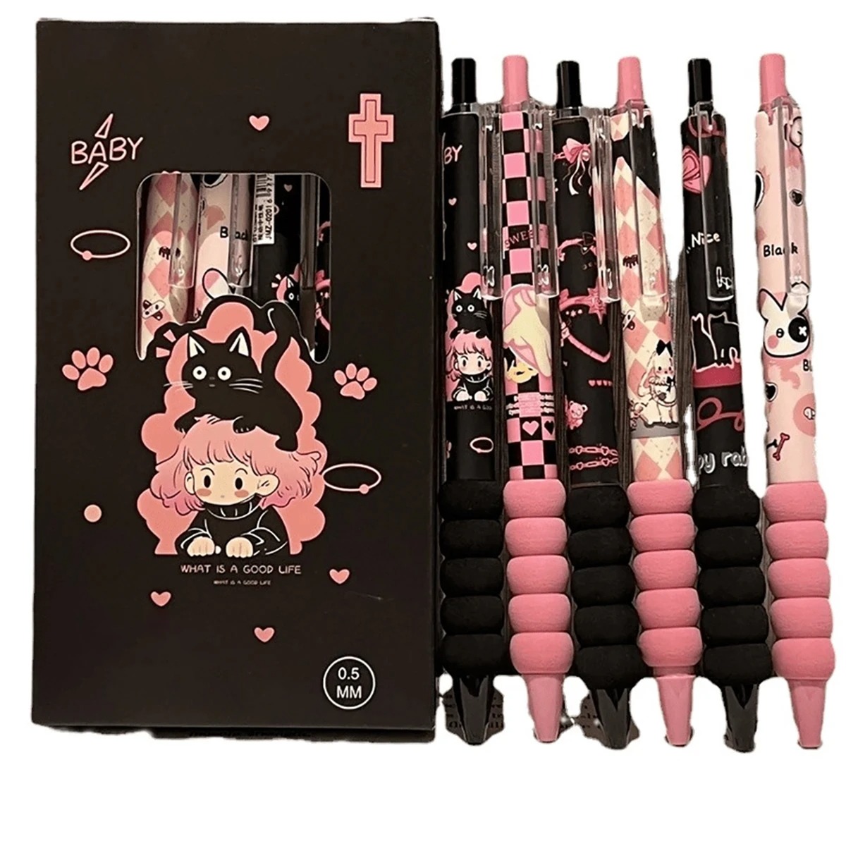 Ideal Stationery & Office Supply - ชุดปากกาสีกลางน่ารักทันสมัย 6 ชิ้น ดีไซน์ปลายนุ่มแห้งเร็ว เหมาะสำหรับคอลเลกชันเครื่องเขียนและการเขียนประจำวัน สไตล์สาวๆ