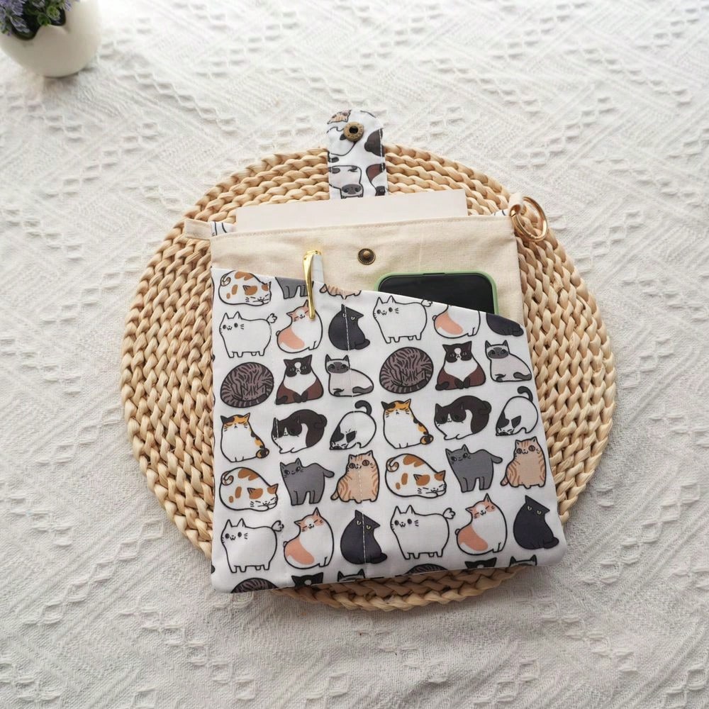 Ideal Stationery & Office Supply - 1PC Mellow Cat ผ้าใบกระเป๋าหนังสือผ้าใบล้างทําความสะอาดได้กระเป๋าด้านหน้าสําหรับเครื่องมือเหมาะสําหรับคนรักหนังสือกระเป๋าเครื่องมืออเนกประสงค์