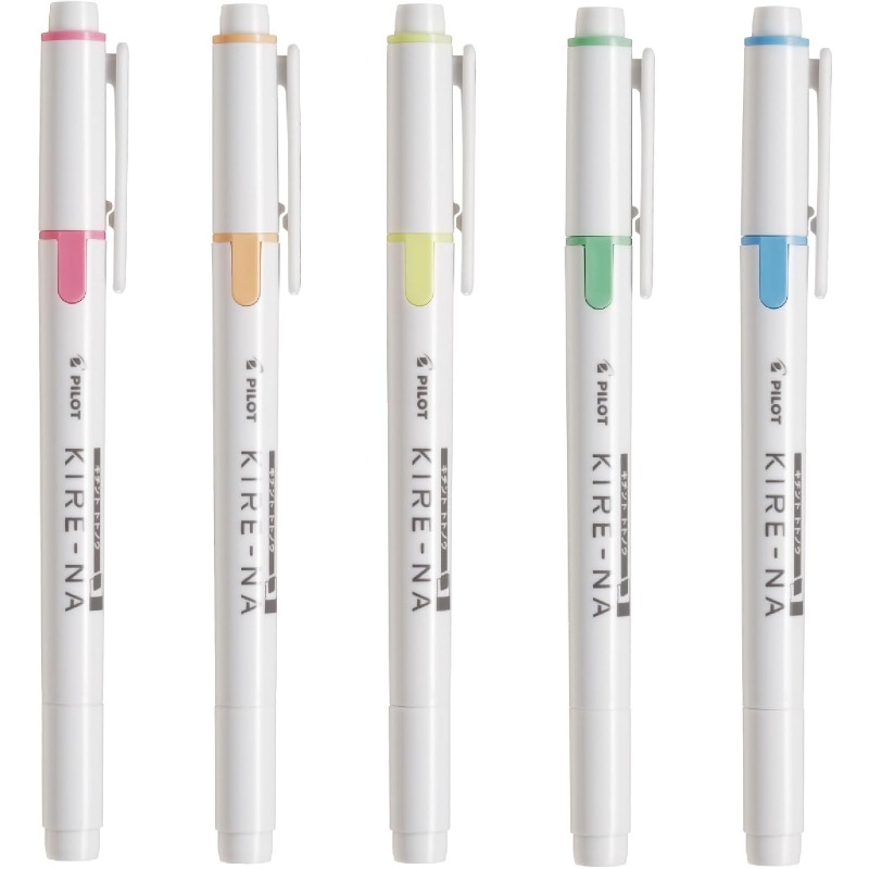 Highlighter Set Pastel - PILOT KIRE-NA ชุดปากกาเน้นข้อความแบบสองหัว สีพาสเทล/หัวตัด/หัวแหลม หมึกแห้งเร็ว สีสดใส