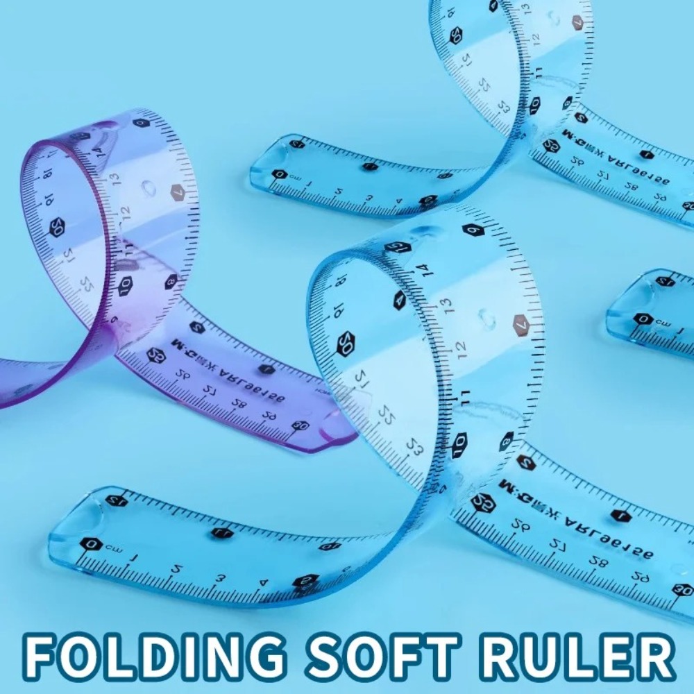 Ruler Set Transparent - ไม้บรรทัดแบบนิ่มโปร่งใส 1/3 ชิ้น, ไม้บรรทัดขอบตรงแบบยืดหยุ่นกันแตก, ไม้บรรทัดพับได้สำหรับการวาดภาพในสำนักงาน, เครื่องมือวัดเครื่องเขียน