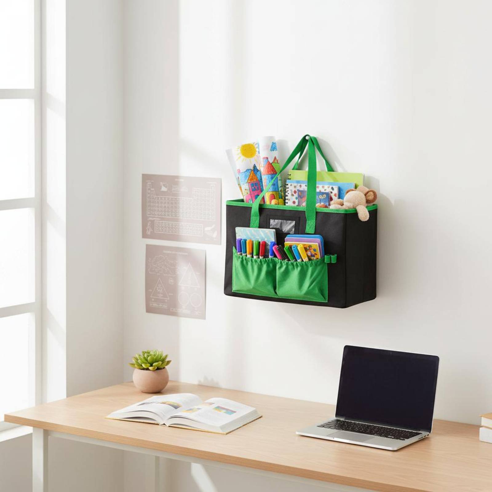 File Folder Hanging - กระเป๋าใส่แฟ้มแบบพับได้ กระเป๋าใส่แฟ้มแขวนแบบแข็งแรงทนทาน กระเป๋าใส่แฟ้มสำหรับครู กระเป๋าอเนกประสงค์พร้อมช่องใส่ป้าย วัสดุสำนักงานสำหรับครู