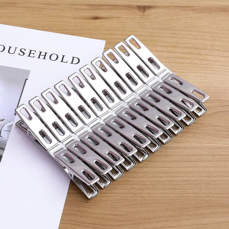 Binder Clip Assorted - 20pcs สแตนเลสสตีลปากแบน Clothespins,Binder คลิป,ไม้แขวนเสื้อ,ชุดคลิปโลหะ, คลิปเสื้อผ้าโลหะสําหรับเสื้อผ้าถุงเท้า
