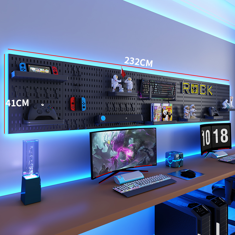 Ideal Stationery & Office Supply - แผ่นเพ็กบอร์ด DIY สำหรับตกแต่งห้อง E-Sports พร้อมอุปกรณ์เสริมมากมาย เหมาะสำหรับจัดเก็บคีย์บอร์ด