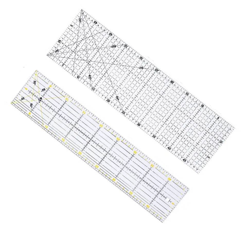 Ruler Set Transparent - Fenrry Multisize อะคริลิค Patchwork ไม้บรรทัดไม้บรรทัดสำนักงานโรงเรียนเย็บวัดอุปกรณ์ตัดเครื่องมือทนทาน