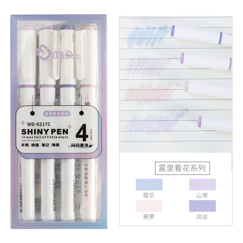 ปากกาไฮไลท์เตอร์กลิตเตอร์ 4 สี - Highlighter Set Pastel บทวิจารณ์และราคา