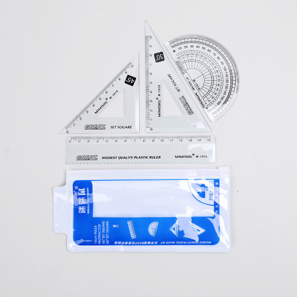 ชุดไม้บรรทัดพลาสติกใส ชุดอุปกร - Ruler Set Transparent บทวิจารณ์และราคา