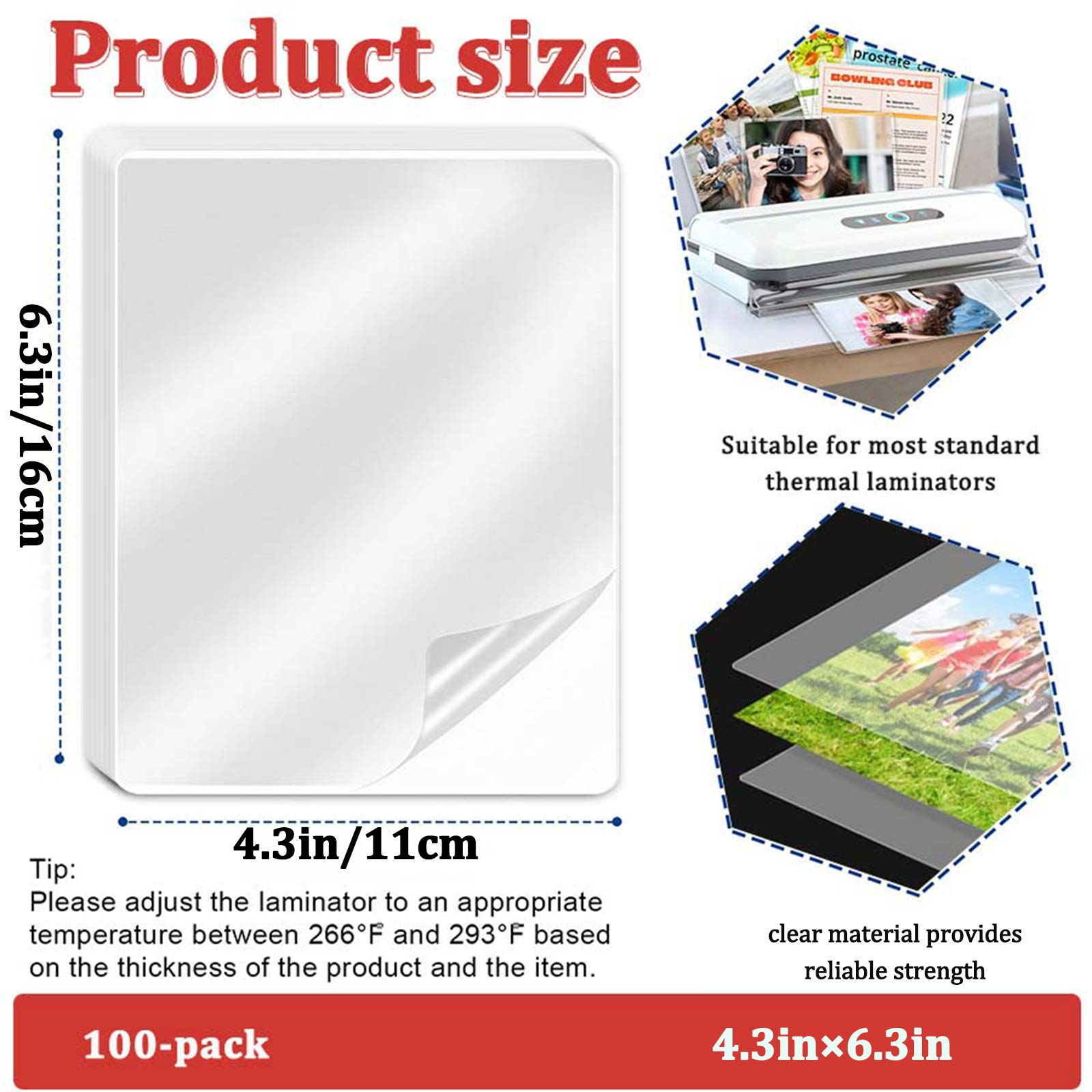 100 แผ่น 4.3×6.3 นิ้ว ซองเคลือ - Document Laminator Pouch บทวิจารณ์และราคา
